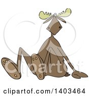 Clipart Of A Cartoon Moose Sitting On The Ground Royalty Free Vector Illustration