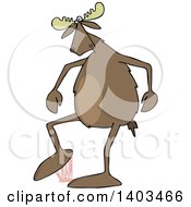 Cartoon Moose Stepping In Gum