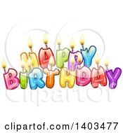 Clipart Of Colorful Happy Birthday Text With Candles Royalty Free Vector Illustration