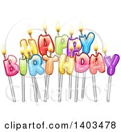 Clipart Of Colorful Happy Birthday Text With Candles On Sticks Royalty Free Vector Illustration