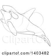 Poster, Art Print Of Black And White Lineart Killer Whale Orca Swimming