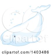 Clipart Of A White Beluga Whale Swimming Royalty Free Vector Illustration by Alex Bannykh