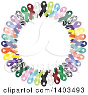 Clipart Of A Colorful Awareness Ribbon Wreath With Some Zebra Print Ribbons Royalty Free Vector Illustration