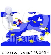 Poster, Art Print Of 3d White Eu Referendum Man Standing Over A Map On A White Background