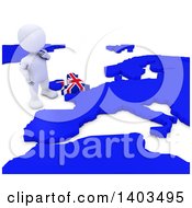 3d White Eu Referendum Man Standing Over A Map On A White Background