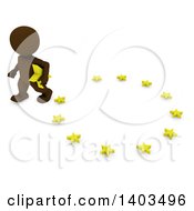 3d Brown Eu Referendum Man Carrying A Star And Walking Away From A Circle On A White Background