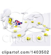 Poster, Art Print Of 3d White Eu Referendum Man Walking Away From A Map On A White Background