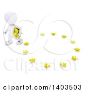 3d White Eu Referendum Man Carrying A Star And Walking Away From A Circle On A White Background