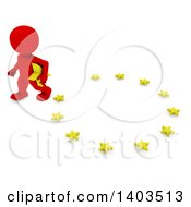 3d Red Eu Referendum Man Carrying A Star And Walking Away From A Circle On A White Background
