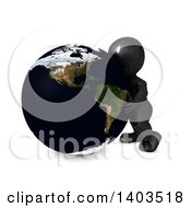 Poster, Art Print Of 3d Black Man Hugging The Earth On A White Background