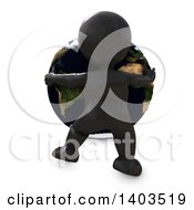 Clipart Of A 3d Black Man Hugging The Earth On A White Background Royalty Free Illustration by KJ Pargeter