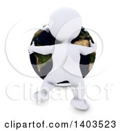 Clipart Of A 3d White Man Hugging The Earth On A White Background Royalty Free Illustration