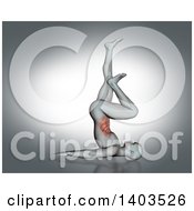 Clipart Of A 3d Anatomical Man Doing The Air Bike Exercise With Visible Ab Muscles On Gray Royalty Free Illustration
