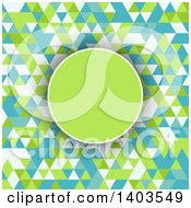 Poster, Art Print Of Circle Over A Geometric Background In Green Blue And White Tones