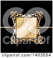 Clipart Of A Golden Floral Frame On Black Royalty Free Vector Illustration
