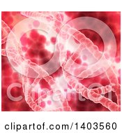 Poster, Art Print Of Background Of 3d Diagonal Dna Strands In Red