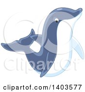 Poster, Art Print Of Cute Dolphin Swimming Or Jumping
