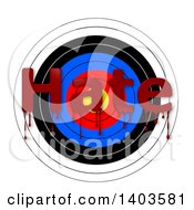 Clipart Of A Target With Bloody HATE Text On A White Background Royalty Free Vector Illustration
