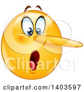 Cartoon Lying Yellow Smiley Face Emoij Emoticon With A Growing Nose