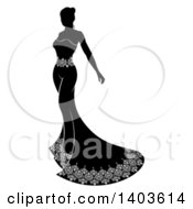 Poster, Art Print Of Silhouetted Black And White Bride In Her Dress