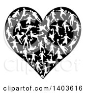 Poster, Art Print Of Black Heart Formed Of White Silhouetted Soccer Players