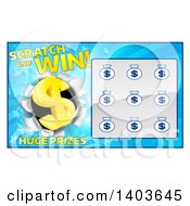 Clipart Of A Blue Instant Scratch And Win Lottery Card Design Royalty Free Vector Illustration