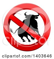 Clipart Of A No Bull Black Silhouetted Bovine In A Shiny Red Prohibited Symbol Royalty Free Vector Illustration