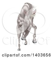 Poster, Art Print Of Rearing Charging Or Jumping White Unicorn