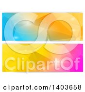 Clipart Of Colorful Polygon Pattern Website Banners With Flares Royalty Free Vector Illustration