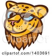 Poster, Art Print Of Retro Cheetah Or Leopard Face Wearing Sunglasses