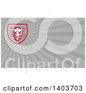 Clipart Of A Retro Wild Boar Head And Gray Rays Background Or Business Card Design Royalty Free Illustration