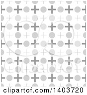 Poster, Art Print Of Retro Seamless Grayscale Pattern Background Of Crosses And Circles