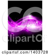 Poster, Art Print Of Abstract Background Of Pink Waves And Pixels On Black