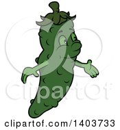 Clipart Of A Cartoon Cucumber Character Facing Right Royalty Free Vector Illustration