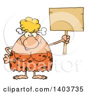 Poster, Art Print Of Cave Woman Holding Up A Blank Sign