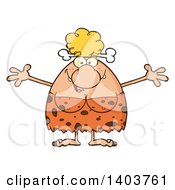 Cartoon Clipart Of A Loving Cave Woman With Open Arms Royalty Free Vector Illustration