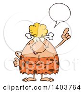 Cartoon Clipart Of A Cave Woman Talking About An Idea Royalty Free Vector Illustration