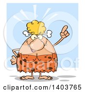 Cartoon Clipart Of A Cave Woman With An Idea On Blue Royalty Free Vector Illustration
