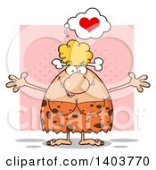 Poster, Art Print Of Loving Cave Woman With Open Arms On Pink