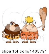 Cartoon Clipart Of A Caveman And Woman Couple Royalty Free Vector Illustration