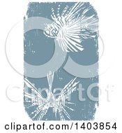 Poster, Art Print Of White Woodcut Lionfishes On Blue