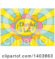 Clipart Of A Thanks A Lot Design In A Flower Over Rays Royalty Free Vector Illustration