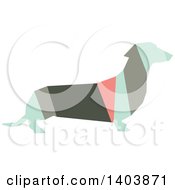 Retro Geometric Colorful Profiled Dachshund Dog