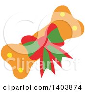 Clipart Of A Christmas Gift Dog Bone Royalty Free Vector Illustration