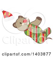 Clipart Of A Happy Striped Christmas Dog Royalty Free Vector Illustration
