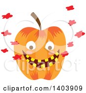 Clipart Of A Halloween Jackolantern Pumpkin Royalty Free Vector Illustration by Cherie Reve