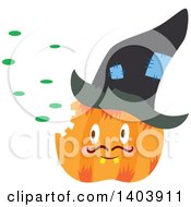 Clipart Of A Halloween Jackolantern Pumpkin Wearing A Witch Hat Royalty Free Vector Illustration