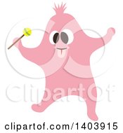 Clipart Of A Pink Halloween Ghost Holding A Lolipop Royalty Free Vector Illustration