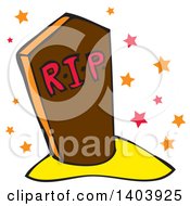 Clipart Of A Halloween RIP Tombstone Royalty Free Vector Illustration