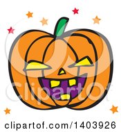 Clipart Of A Halloween Jackolantern Pumpkin Royalty Free Vector Illustration by Cherie Reve